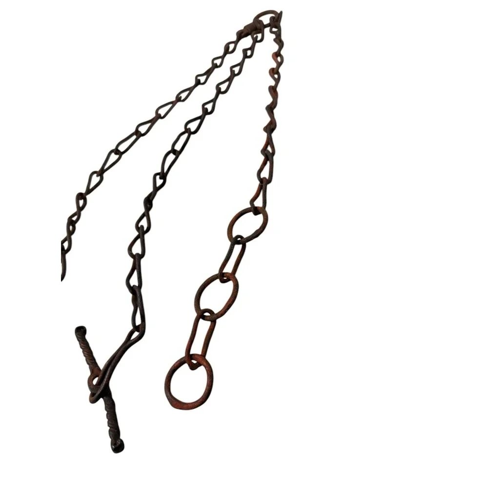 VINTAGE Antique bull or horse 3 piece leader neck chain Rust Primitive